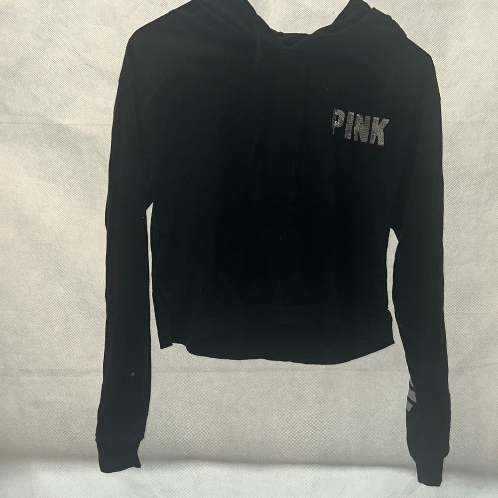 Black Hoodie with Pink Logo